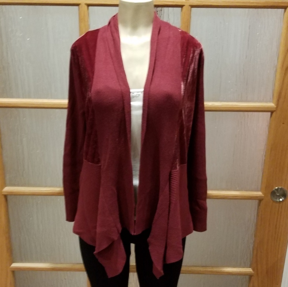 89TH & Madison Persimon Velvet/Knit Cardigan